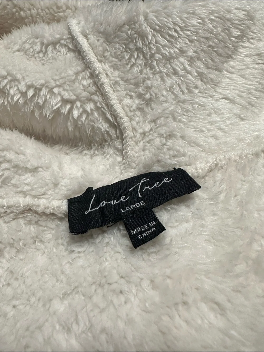 Love Tree Large Faux Fur Cream Hooded Vest